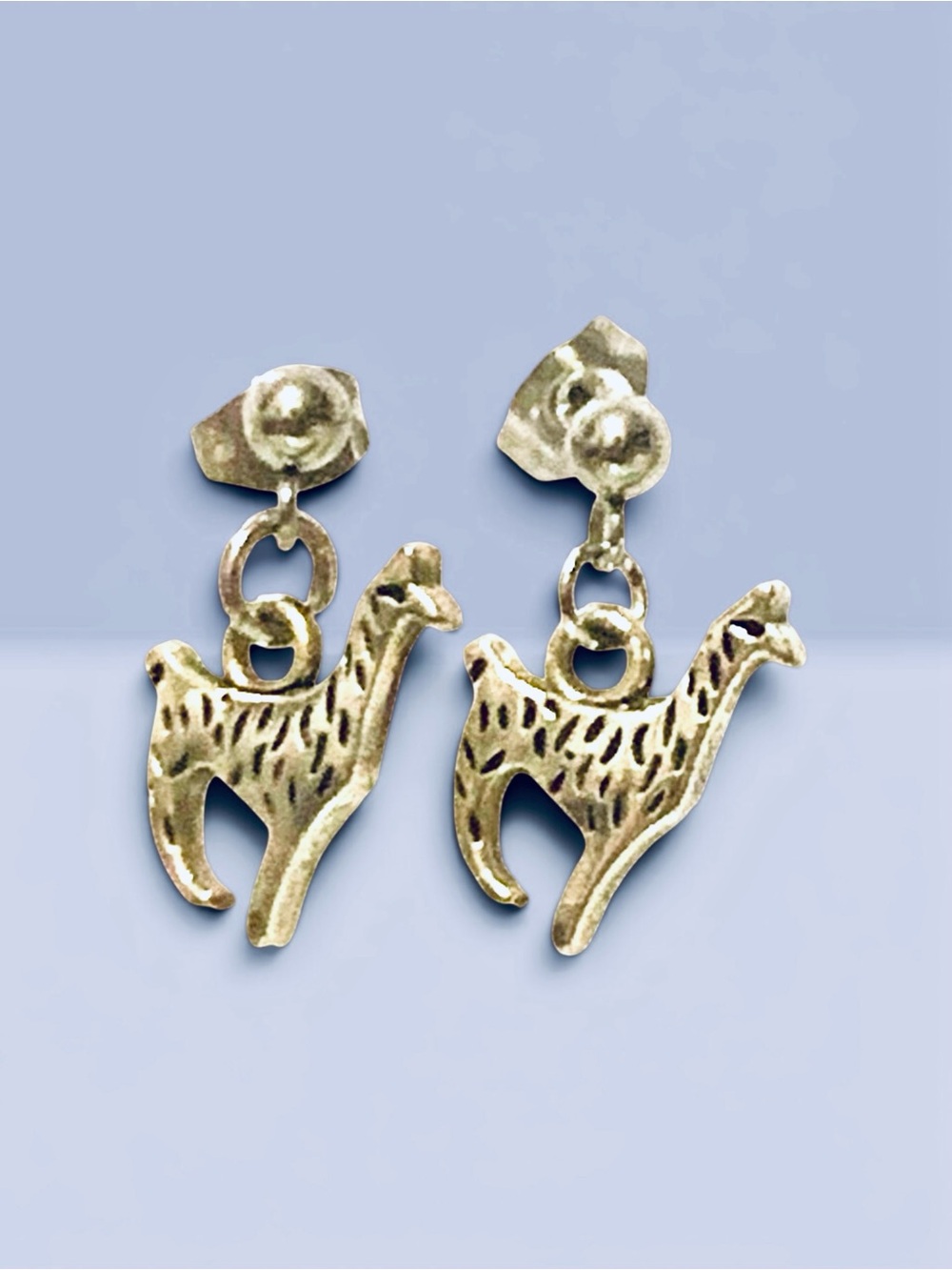 Silver-tone Llama Dangle Stud Earrings by Alaska wild rose designs